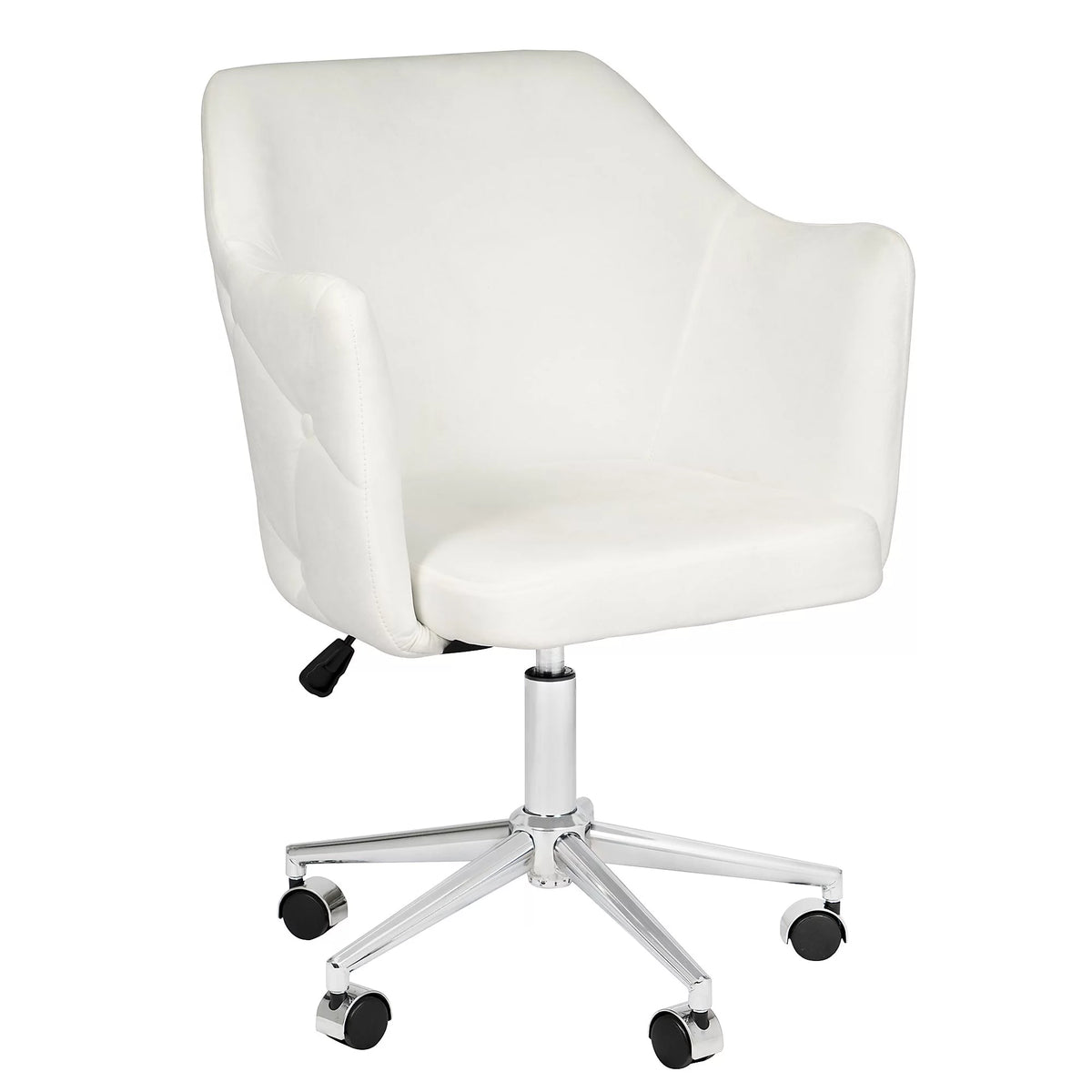 White Velvet Tufted Swivel Vanity Chair K70631
