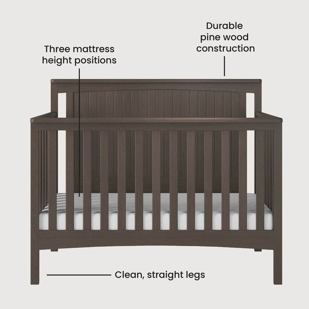 4-Piece Nursery Set with Convertible Crib, Dresser, Glider, and Toy Box V3137