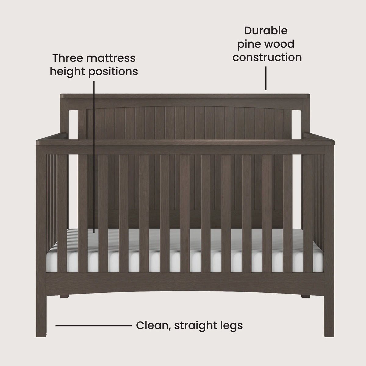 4-Piece Nursery Set with Convertible Crib, Dresser, Glider, and Toy Box V3137
