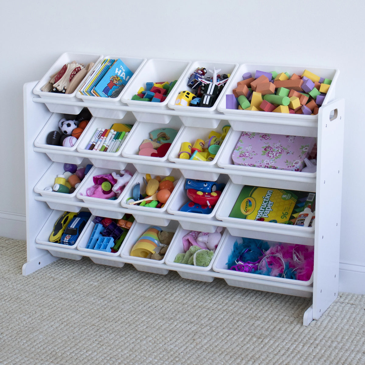 Extra Large Toy Storage Organizer with 20 Storage Bins, White Y83095