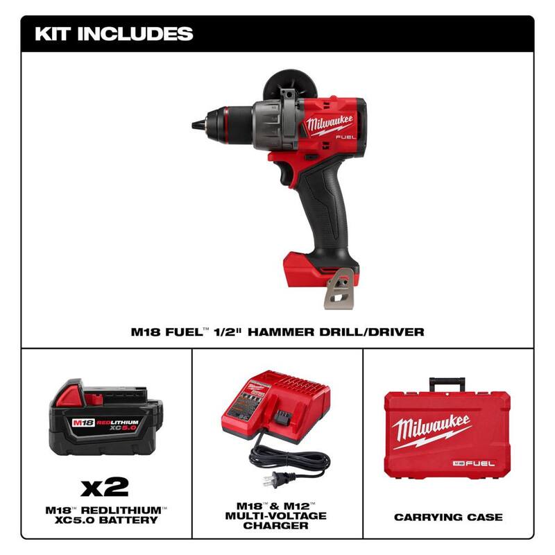 18V Lithium-Ion Brushless Cordless Hammer Drill Driver Kit with Impact Wrench W401