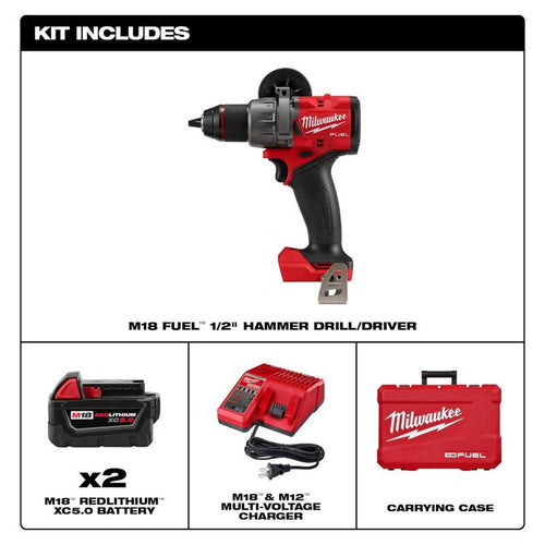18V Lithium-Ion Brushless Cordless Hammer Drill Driver Kit with Impact Wrench W401