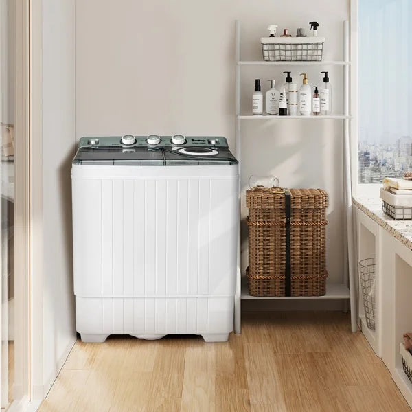 Semi-Automatic Washing Machine 18lbs Compact Laundry Machine with Spinner and Drain Pump M91219