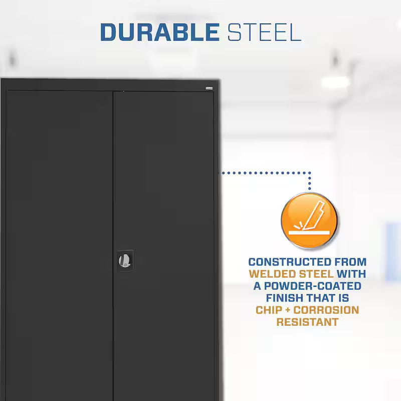 Steel Freestanding Garage Cabinet in Black Q99963