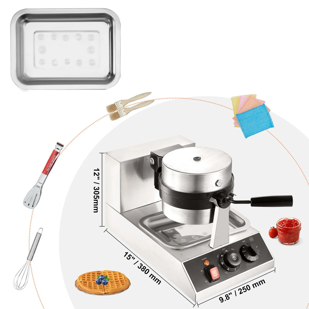 1300W Rotatable Non-Stick Round Waffle Maker Q740832