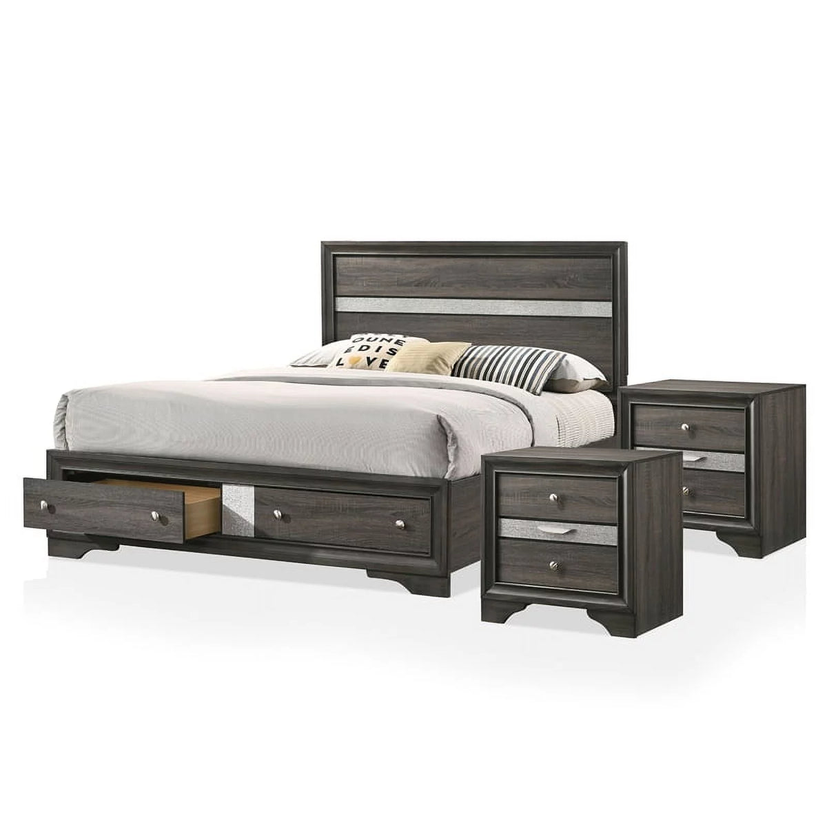 Gray Wood 3-Piece King Bedroom Set D971016