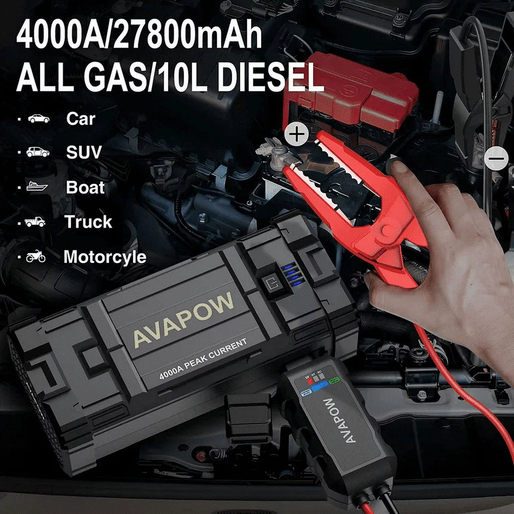 4000A Peak 27800mAh 12V Car Jump Starter with LED Light U342