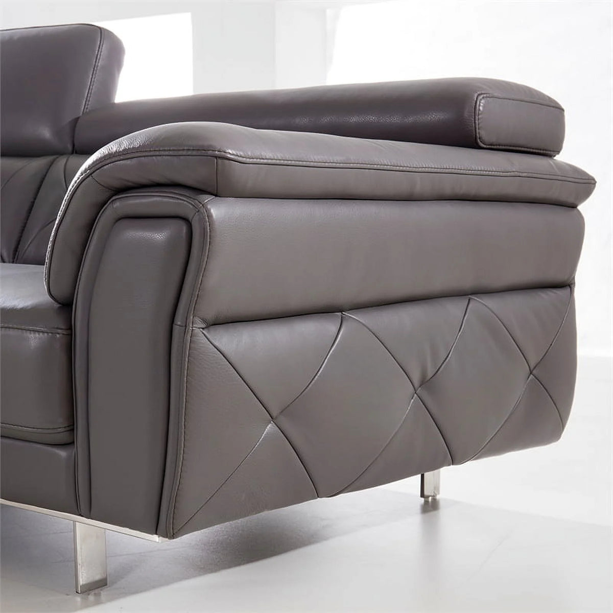 Dark Gray Italian Leather Chair T721794