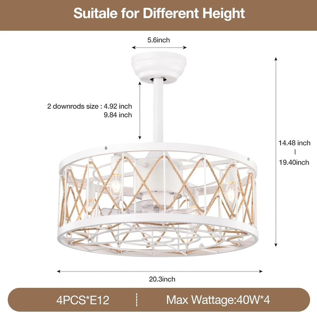 White Ceiling Fan with Lights T51803