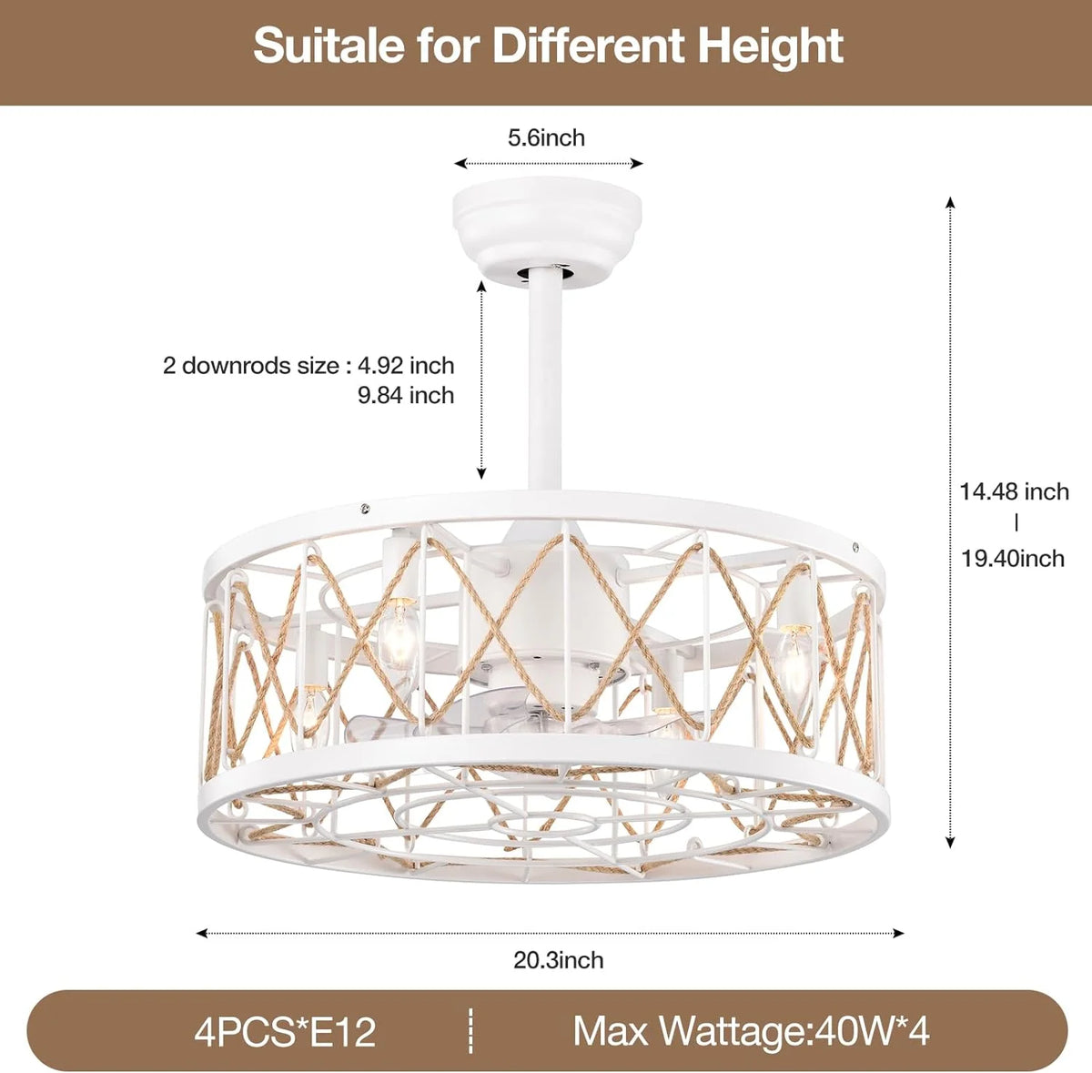 White Ceiling Fan with Lights T51803