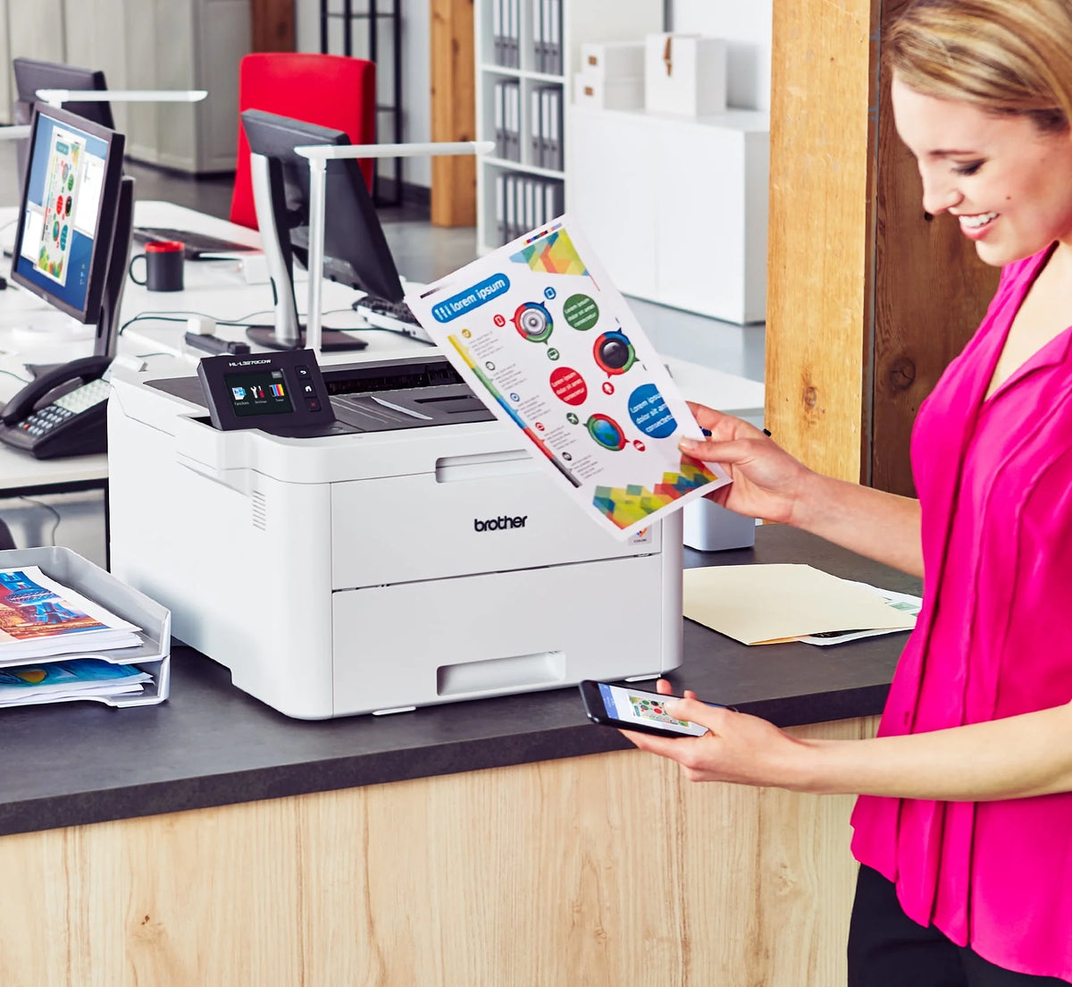 Compact Digital Color Printer with Wireless and Duplex Printing S7359