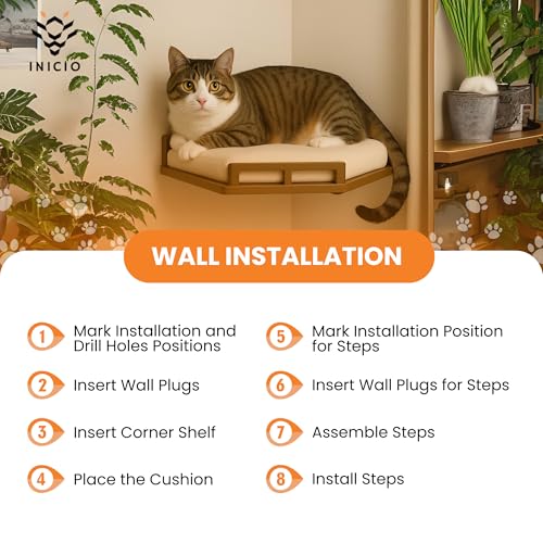 Brown 3 Step Cat Wall Shelves J50603