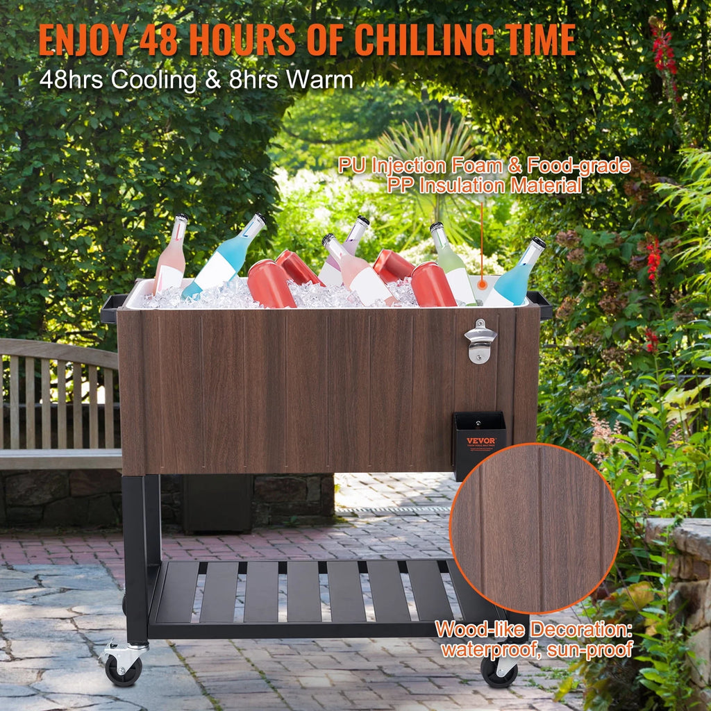 80Qt Rolling Cooler Cart with Bottle Opener S543793
