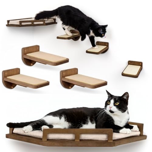 Brown 3 Step Cat Wall Shelves J50603