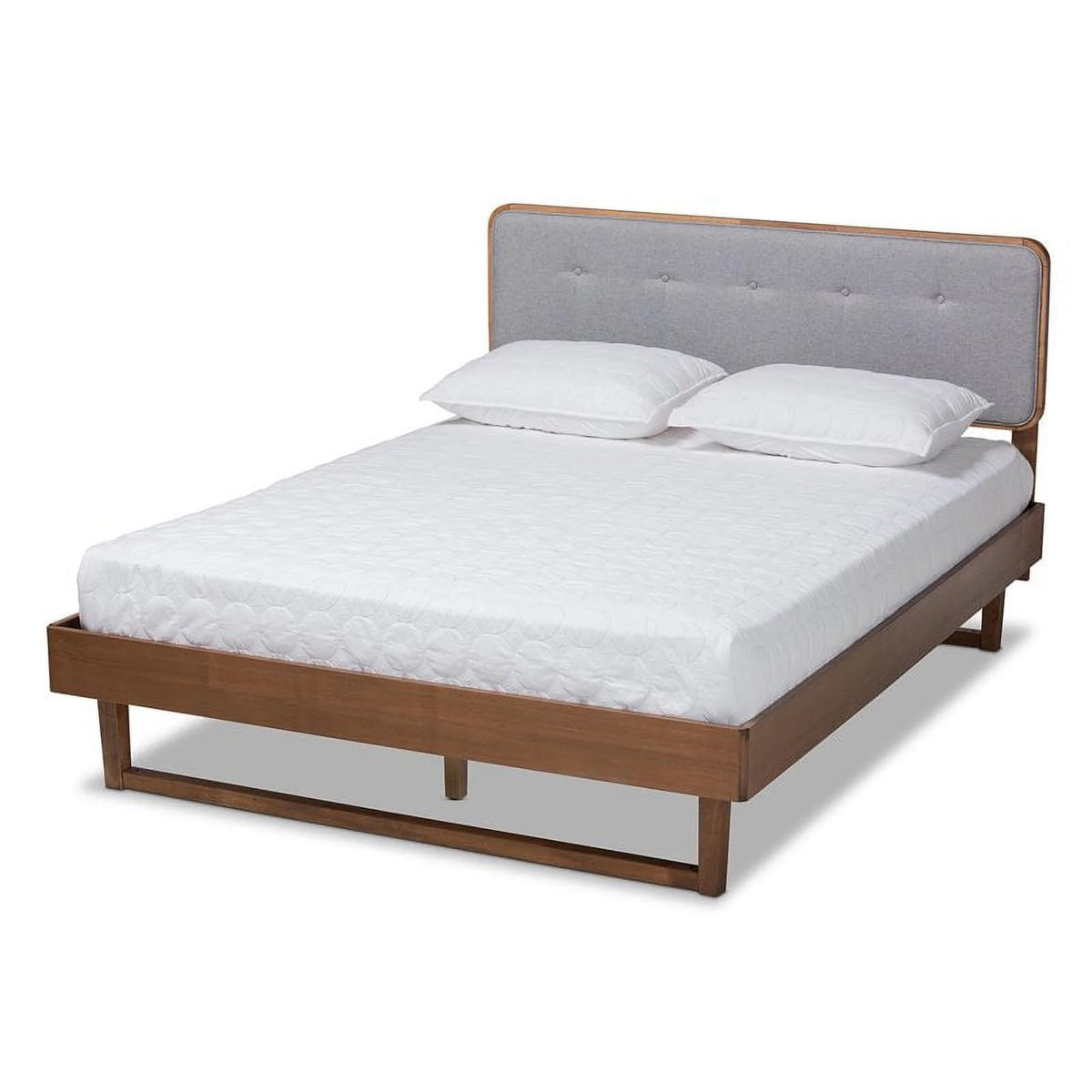 Gray Upholstered Wood Full Size Platform Bed S808