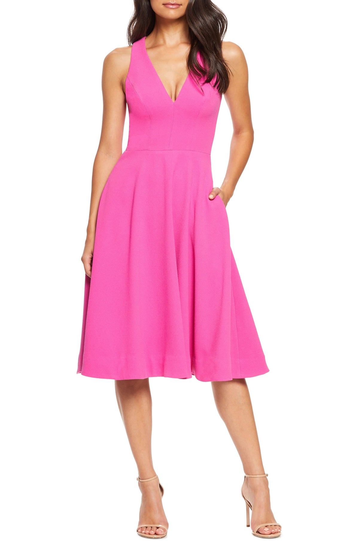 Bright Fuchsia Pink M Dress L258