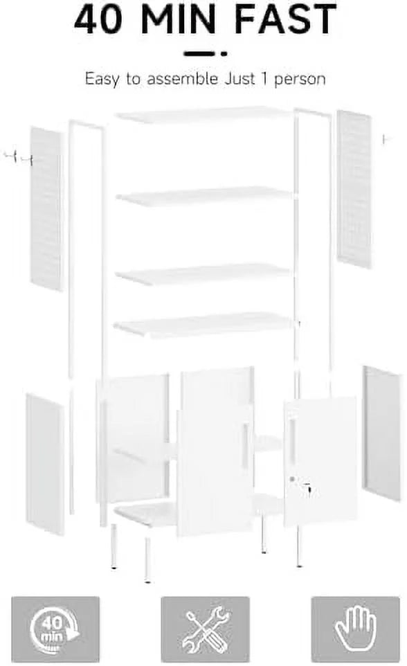 5-Tier Metal Bookshelf with Doors Y81327