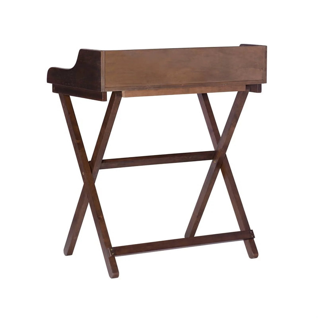 Wood Folding Desk in Antique Walnut Brown D7271