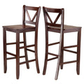Set of 2 Walnut Finish V-Back Bar Stool G67776