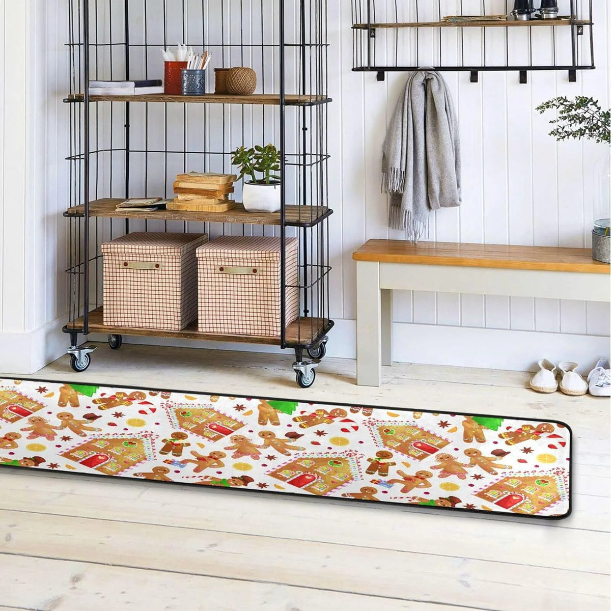 2X6 Feet Christmas Gingerbread Man Runner Rug with Rubber Backing D33443