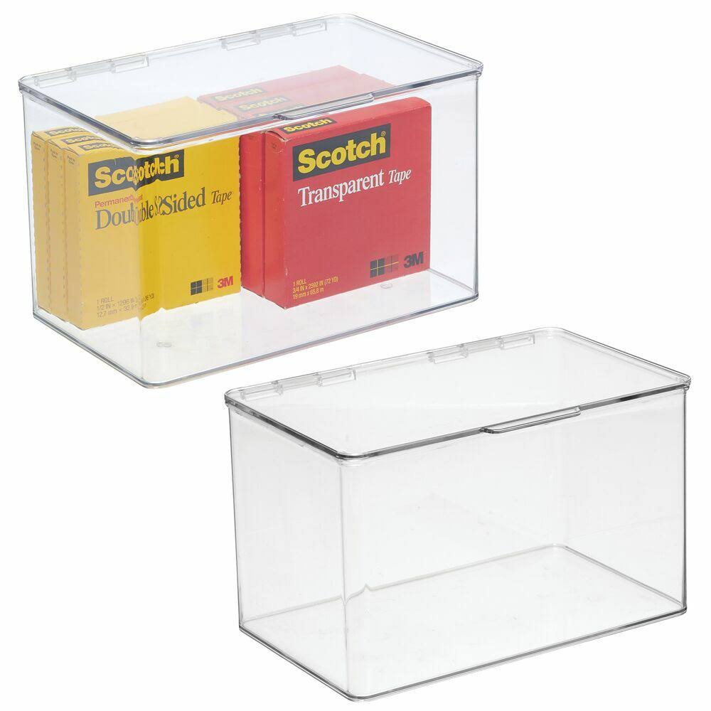 Clear Plastic Desk Organizer Bin Box, 8 Pack M765