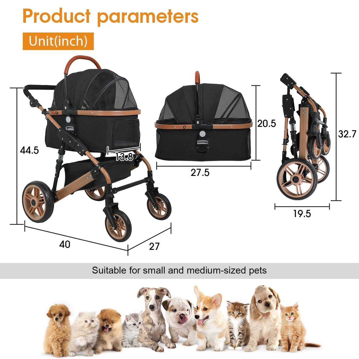 4 Wheels Folding Lightweight Pet Stroller Q819926