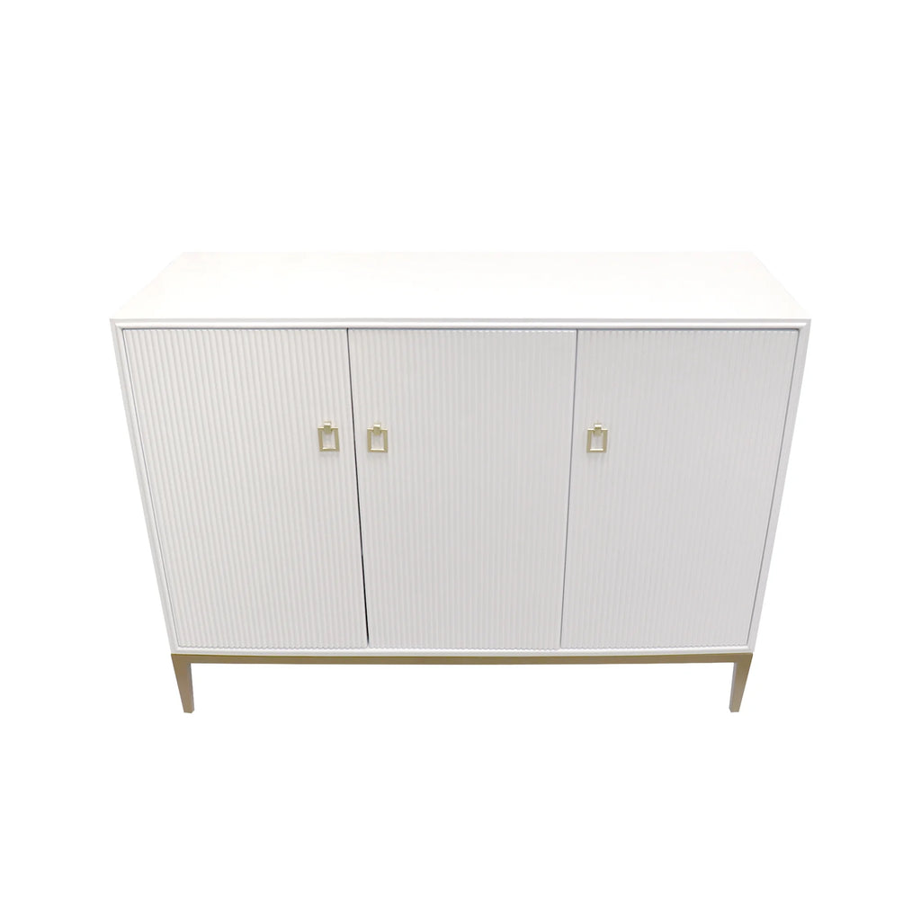 Ivory 3 Door Sideboard with Bronze Metal Frame S733