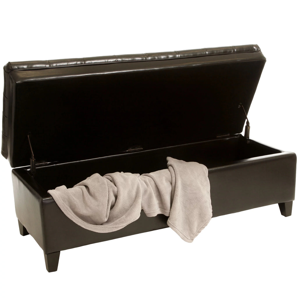 Espresso Bonded Leather Storage Ottoman T2936