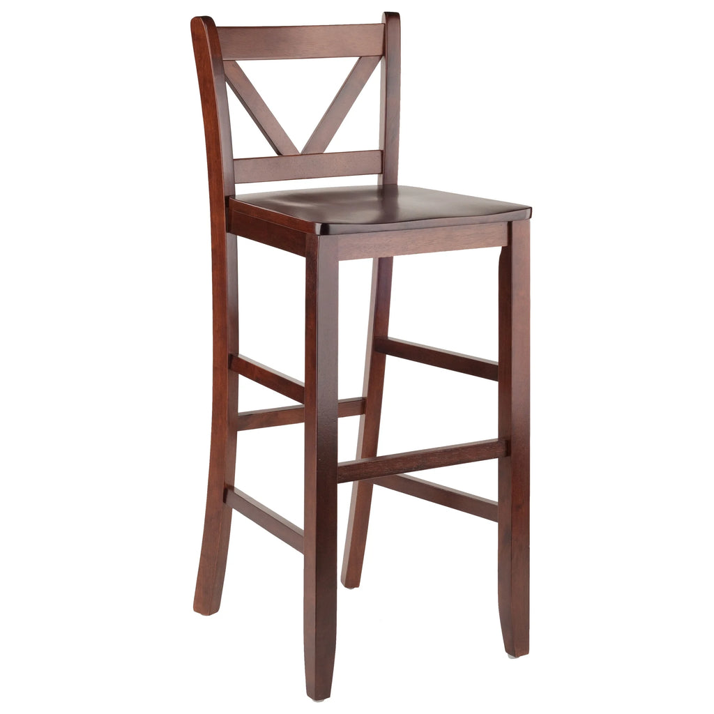 Set of 2 Walnut Finish V-Back Bar Stool G67776