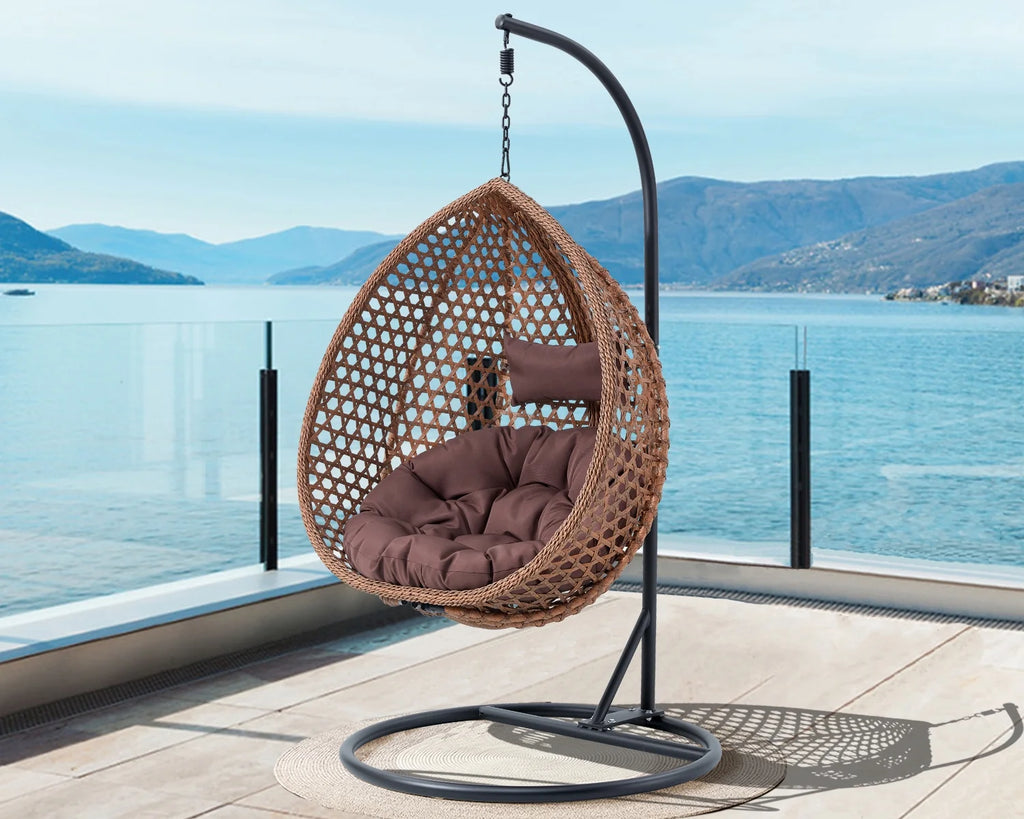 Egg Swing Chair with Stand Rattan Wicker Hanging Chair I3777