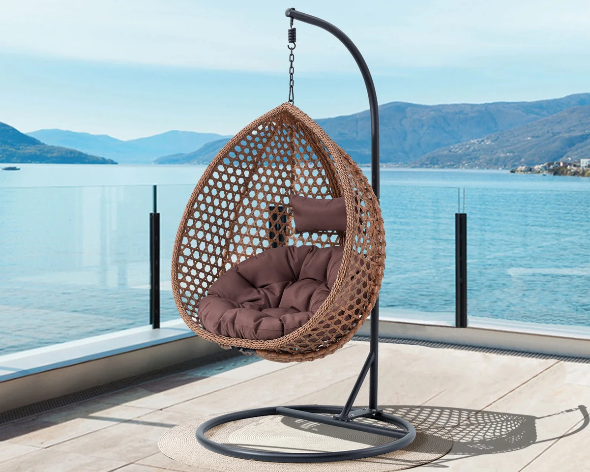 Egg Swing Chair with Stand Rattan Wicker Hanging Chair I3777