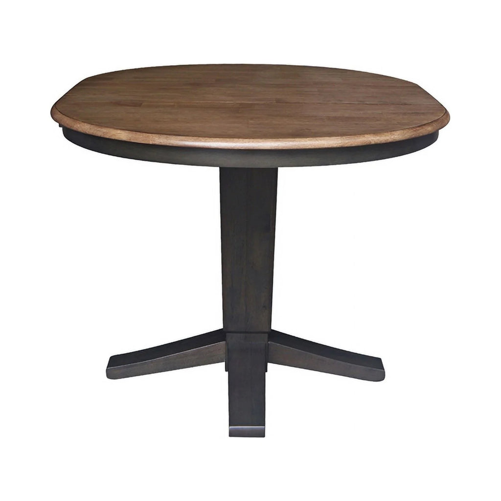 36" Solid Wood Round Top Pedestal Dining Table with 12" Leaf J95180