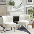 Ivory Faux Leather Accent Chairs Set Of 2 With Metal Base W6565