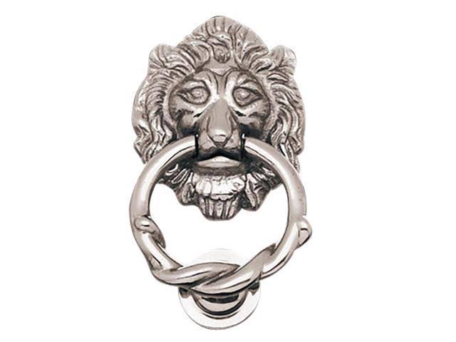 3 Door Knocker Lion Chrome Cast Brass 6 1/4 H x 3 5/8 W I556