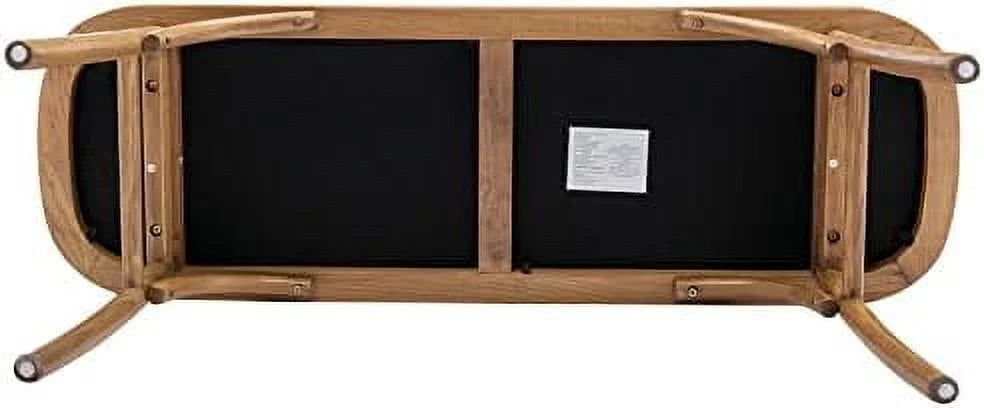 Black Wood Dining Bench with Rattan Seat X602