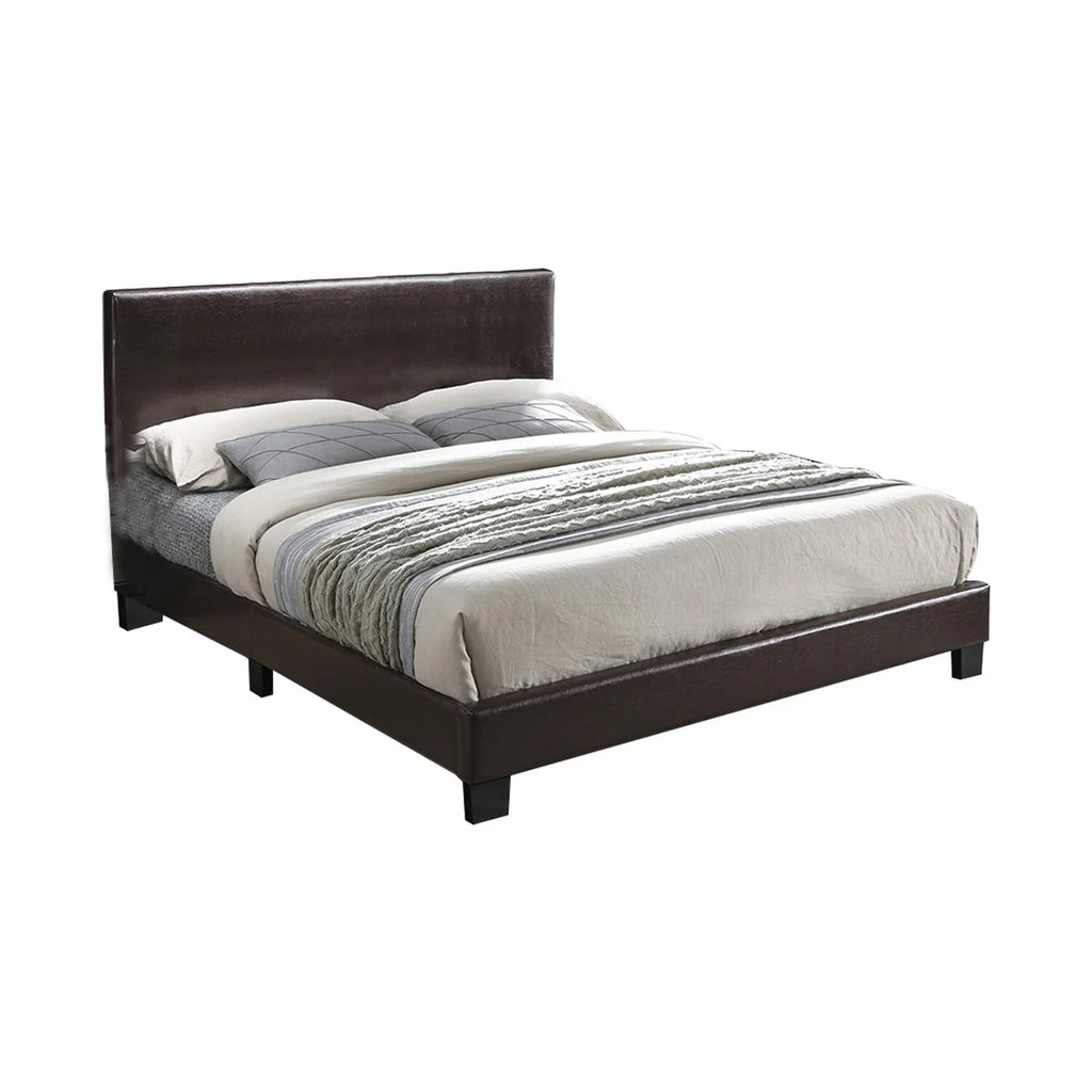 Faux Leather Upholstered Bed Brown Queen C130608