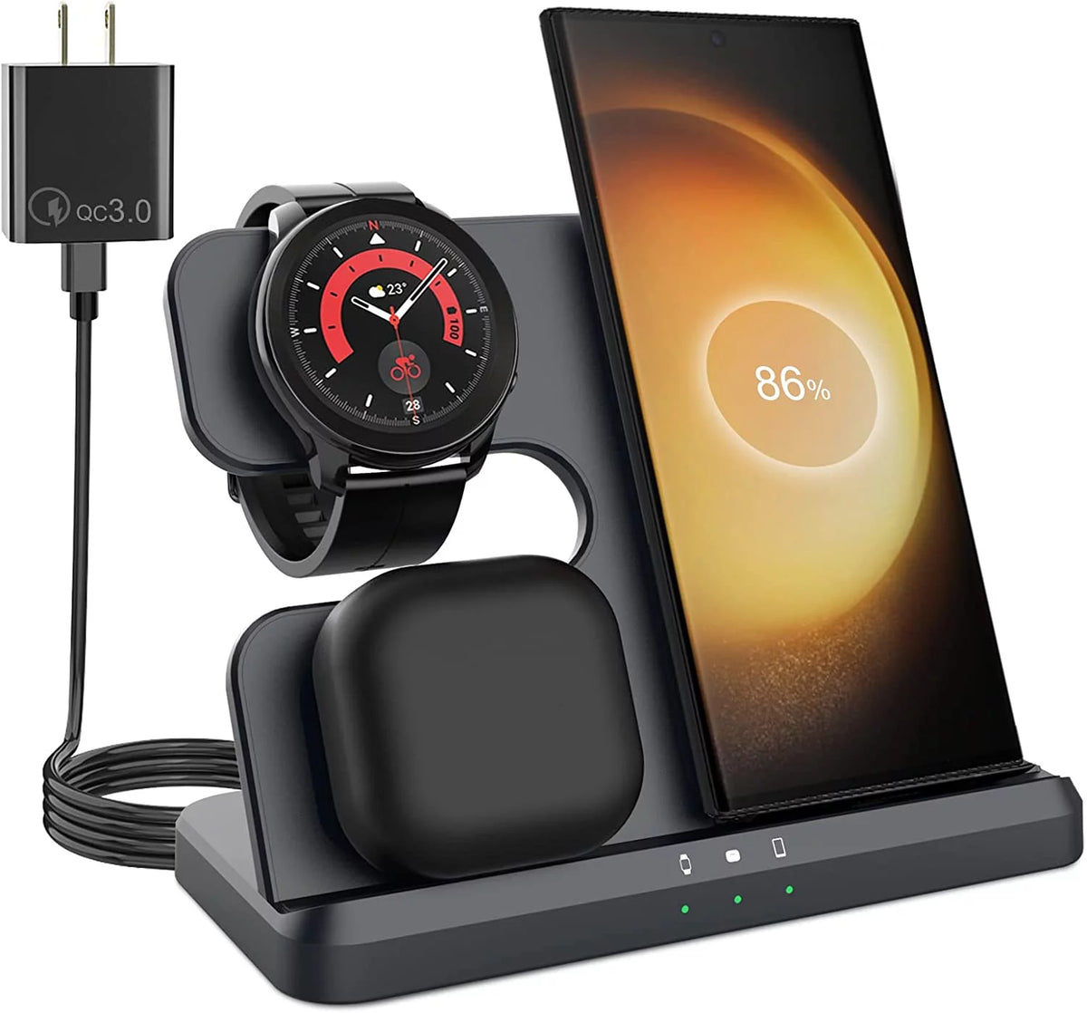 3 in 1 Wireless Charger Black K86673