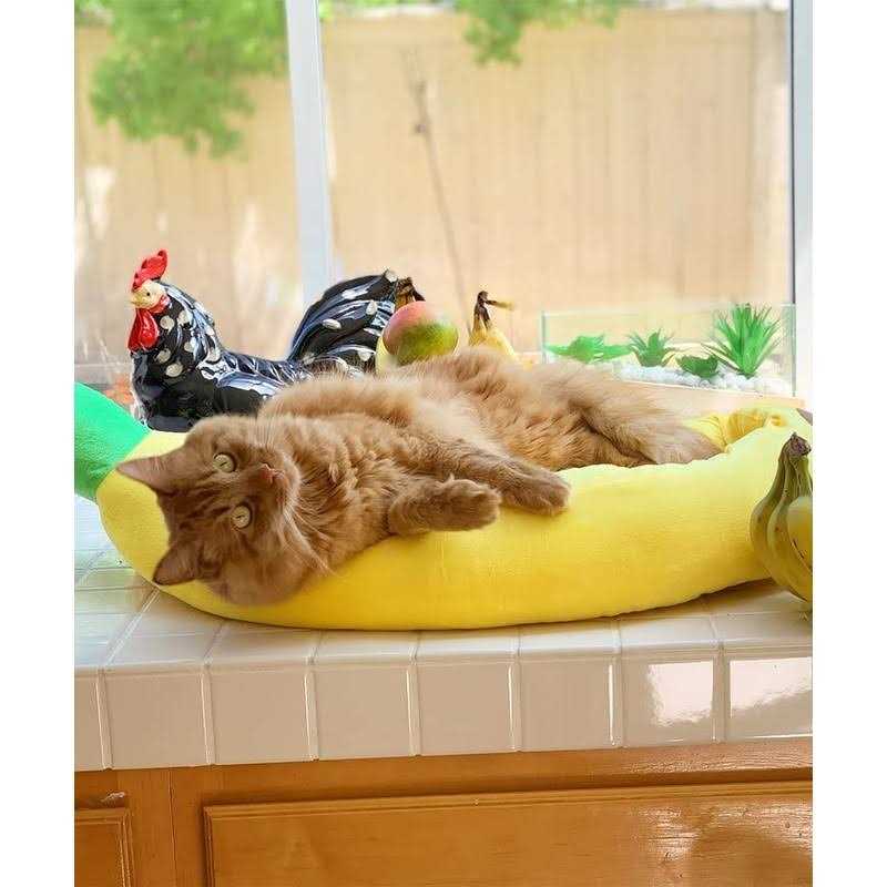 Banana Shape Washable Dog Bed with Removable Cushion O6360