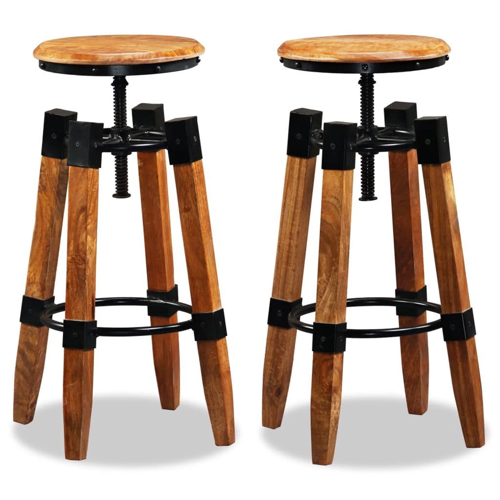 Solid Mango Wood Bar Stools 2 pcs J141
