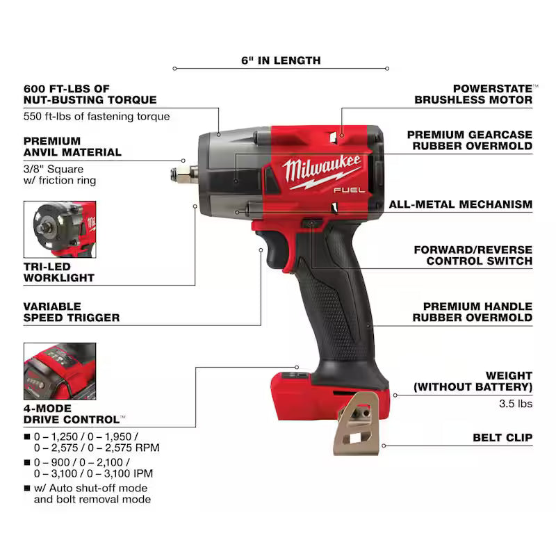 18V Lithium-Ion Brushless Cordless Hammer Drill Driver Kit with Impact Wrench W401