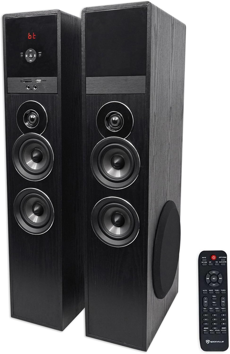 Black Home Theater Tower Speakers with 8" Sub N576276