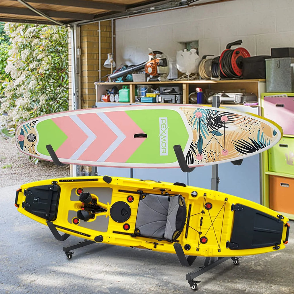 Freestanding Kayak Storage Rack with Lockable Wheels Wide Adjustable Z70248
