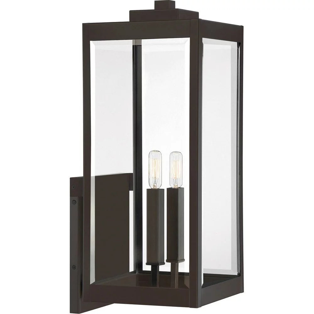 2-Light Extra Large Outdoor Wall Lantern with Clear Beveled Glass Panels L391