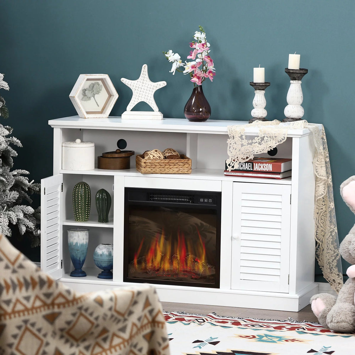 White Electric Fireplace TV Stand Z282517