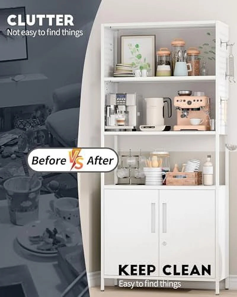 5-Tier Metal Bookshelf with Doors Y81327