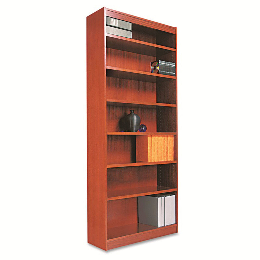 Square Corner Wood Bookcase Seven-Shelf Medium Cherry U7968
