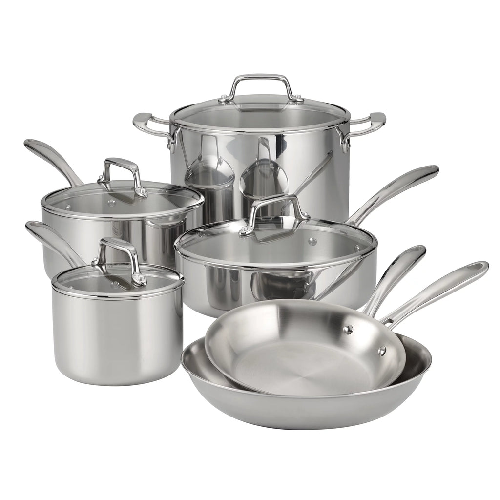 10-Piece Stainless Steel Cookware Set with Glass Lids P64431