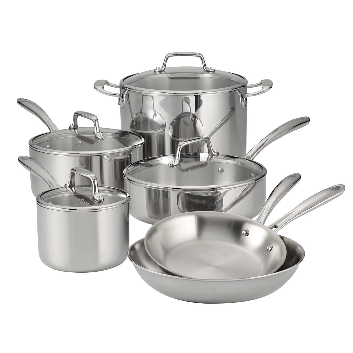 10-Piece Stainless Steel Cookware Set with Glass Lids P64431