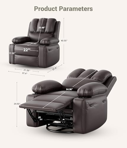Oversized Grey Recliner Chair with Heat and Massage C16154