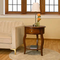 Brown Round End Table with Drawer Storage K450104